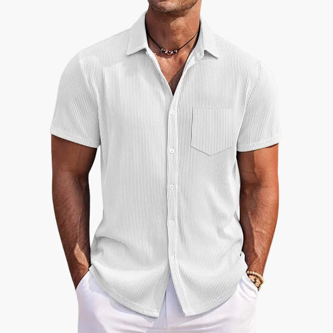 Herren Freizeithemd mit Stehkragen und Brusttasche für Sommer & Alltag