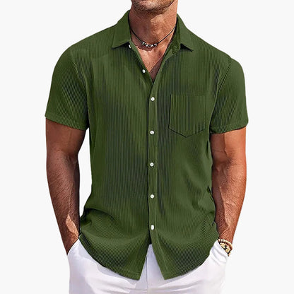 Herren Freizeithemd mit Stehkragen und Brusttasche für Sommer & Alltag