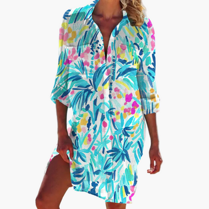 Damen Freizeit Hemdblusenkleid im Boho-Stil – Lässige Tunika für Sommer und Strand