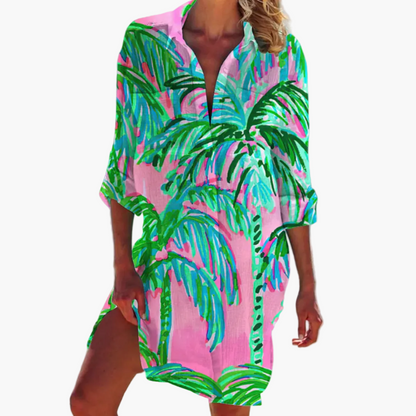 Damen Freizeit Hemdblusenkleid im Boho-Stil – Lässige Tunika für Sommer und Strand