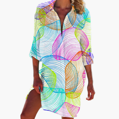 Damen Freizeit Hemdblusenkleid im Boho-Stil – Lässige Tunika für Sommer und Strand