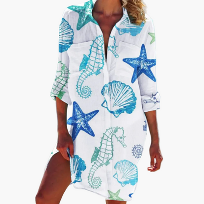 Damen Freizeit Hemdblusenkleid im Boho-Stil – Lässige Tunika für Sommer und Strand