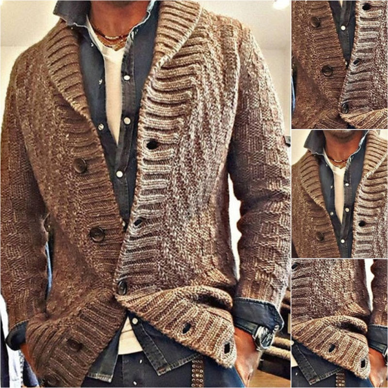 Herren Strickjacke Vintage Stil mit Reverskragen – Modischer Cardigan für Alltag und Freizeit