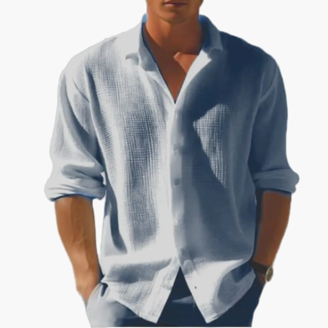 Herren Leichtes Freizeit Langarmhemd – Sommer Button-Down Hemd für Alltag und Urlaub