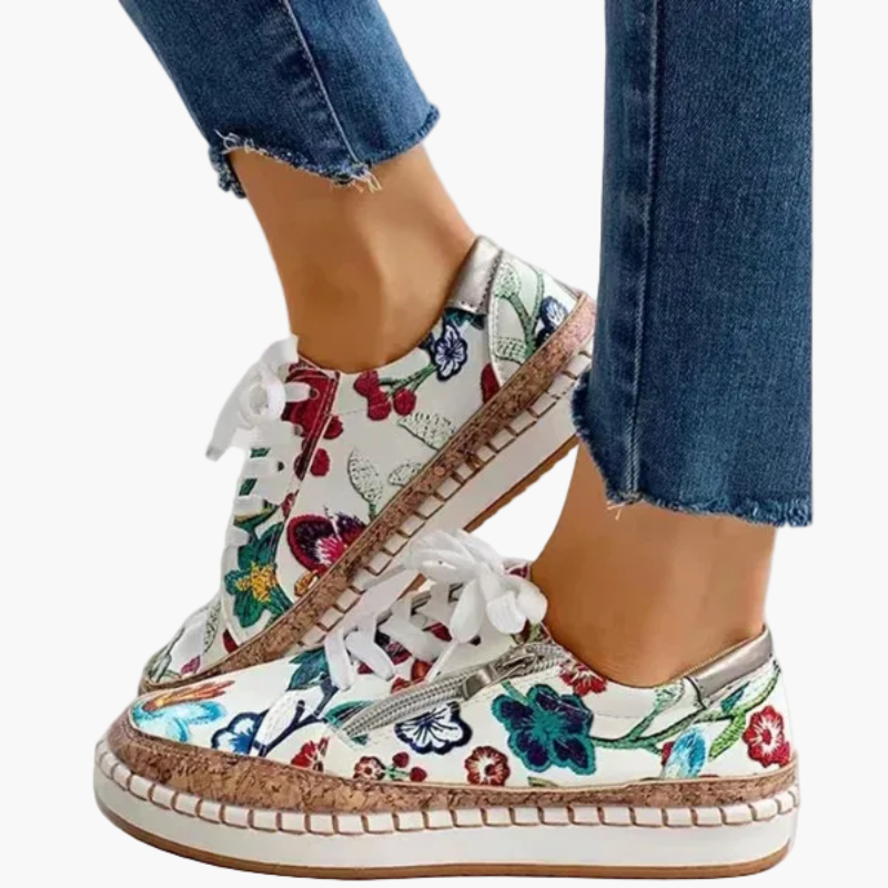 Damen Sneaker mit floralen Mustern – Modische Freizeitschuhe mit orthopädischem Komfort