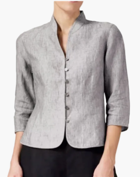 Damen Blazer mit Stehkragen – Eleganter Business- und Freizeit-Blazer, tailliert, 3/4-Arm