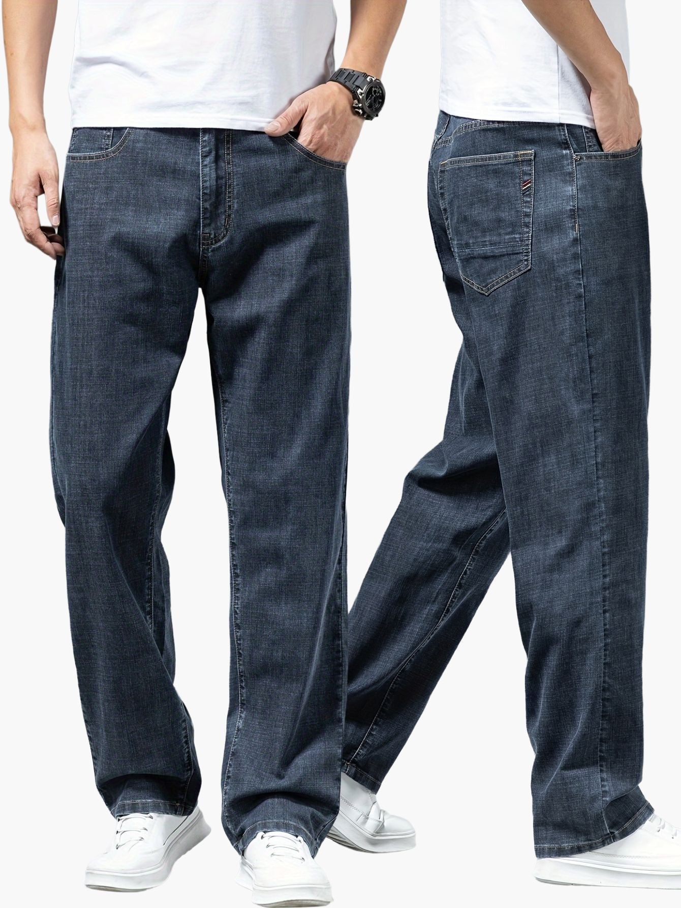 Herren Weite Jeans Straight Fit – Lässige Basic Denim Hose für Alltag & Freizeit