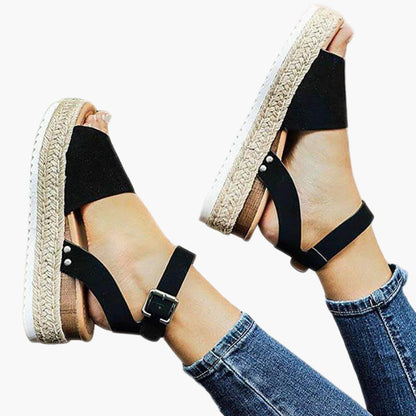 Damen Plateau-Sandalen mit Keilabsatz – Modische Sommerschuhe mit Knöchelriemen und Espadrille-Stil, ideal für Alltag & Urlaub