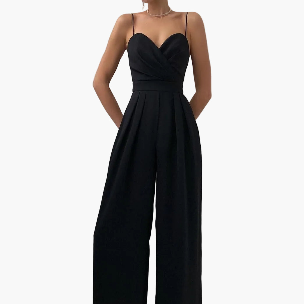Damen Eleganter Jumpsuit mit weitem Bein und Spaghettiträgern – Stilvoll für Alltag & besondere Anlässe