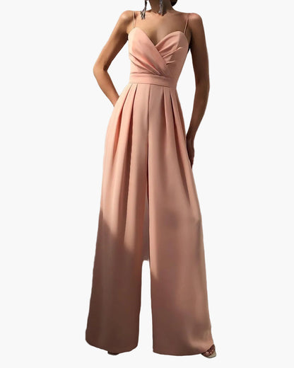 Damen Eleganter Jumpsuit mit weitem Bein und Spaghettiträgern – Stilvoll für Alltag & besondere Anlässe
