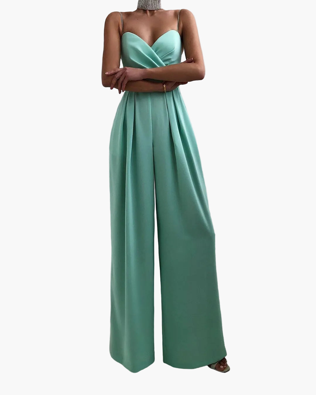 Damen Eleganter Jumpsuit mit weitem Bein und Spaghettiträgern – Stilvoll für Alltag & besondere Anlässe