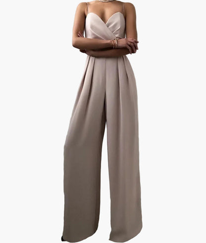 Damen Eleganter Jumpsuit mit weitem Bein und Spaghettiträgern – Stilvoll für Alltag & besondere Anlässe
