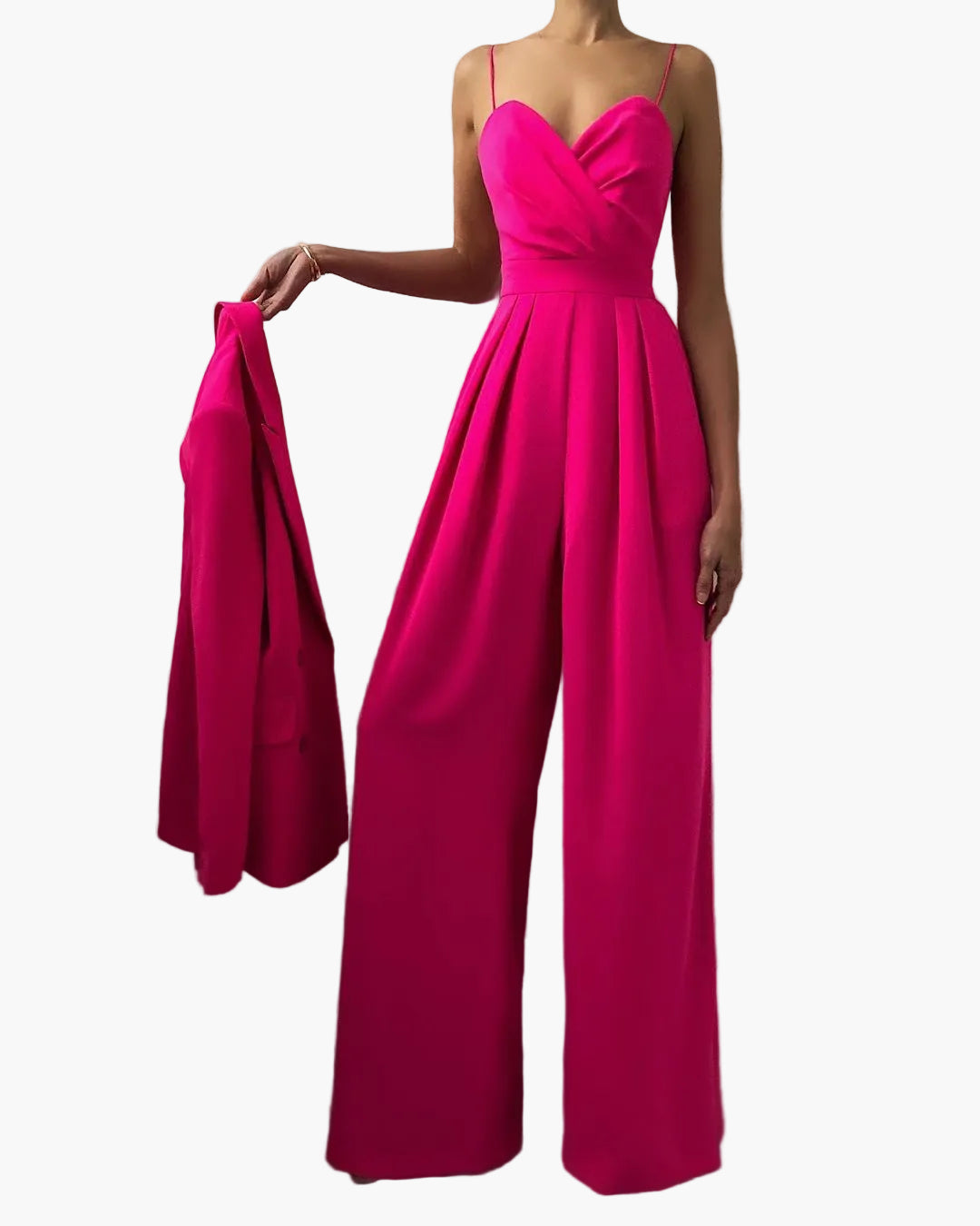Damen Eleganter Jumpsuit mit weitem Bein und Spaghettiträgern – Stilvoll für Alltag & besondere Anlässe