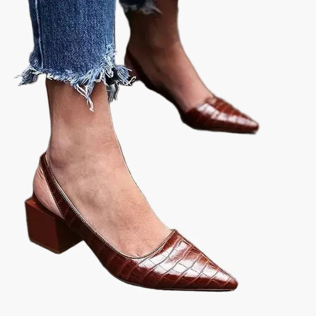 Damen Slingback Pumps mit Blockabsatz – Elegante spitze Vintage-Schuhe für Alltag und besondere Anlässe