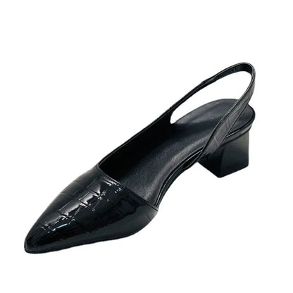 Damen Slingback Pumps mit Blockabsatz – Elegante spitze Vintage-Schuhe für Alltag und besondere Anlässe