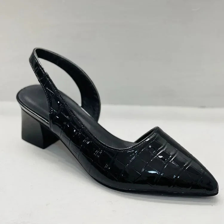 Damen Slingback Pumps mit Blockabsatz – Elegante spitze Vintage-Schuhe für Alltag und besondere Anlässe