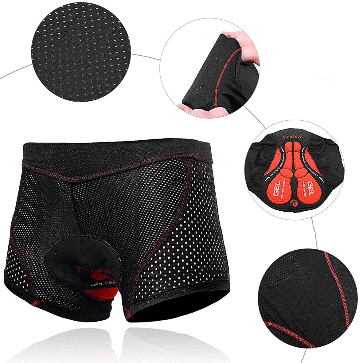 Herren Fahrradhose mit 5D Gel-Polster, Atmungsaktiv, Stoßdämpfend, Ideal für Radsport und Mountainbike