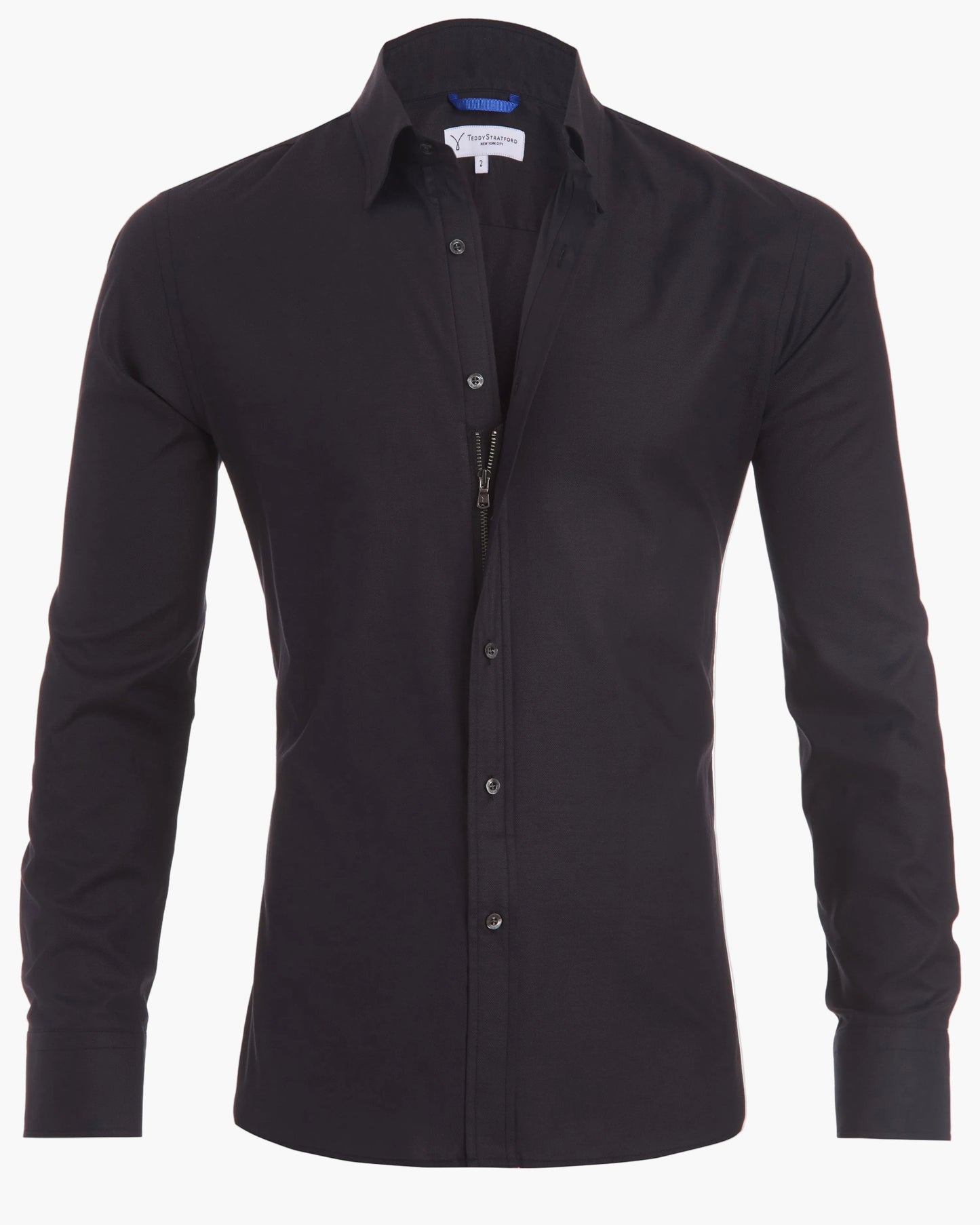 Herren Slim Fit Businesshemd mit verdecktem Reißverschluss – Modern & Bequem für Alltag und Büro