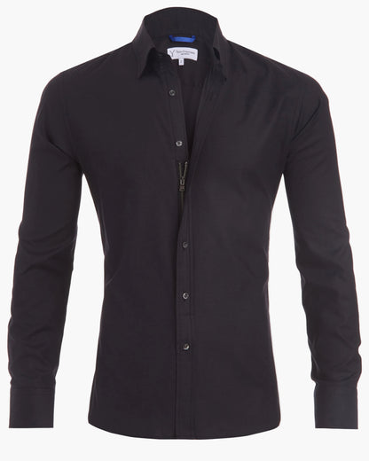Herren Slim Fit Businesshemd mit verdecktem Reißverschluss – Modern & Bequem für Alltag und Büro