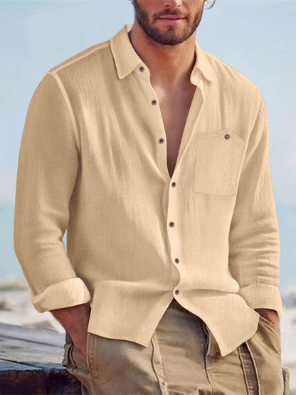 Herren Freizeit Leinenhemd – Langarm, Stilvoller Look für Alltag und Urlaub