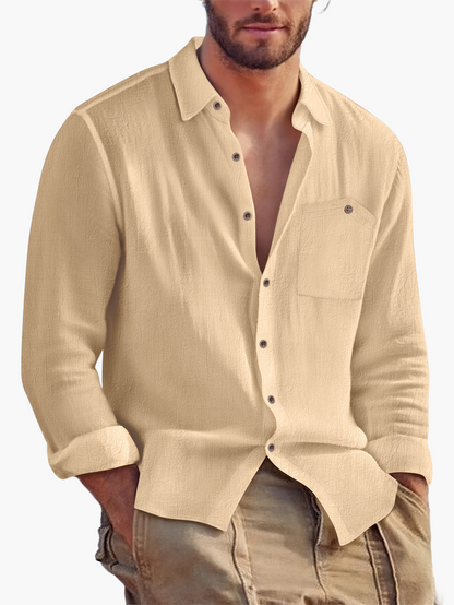 Herren Freizeit Leinenhemd – Langarm, Stilvoller Look für Alltag und Urlaub