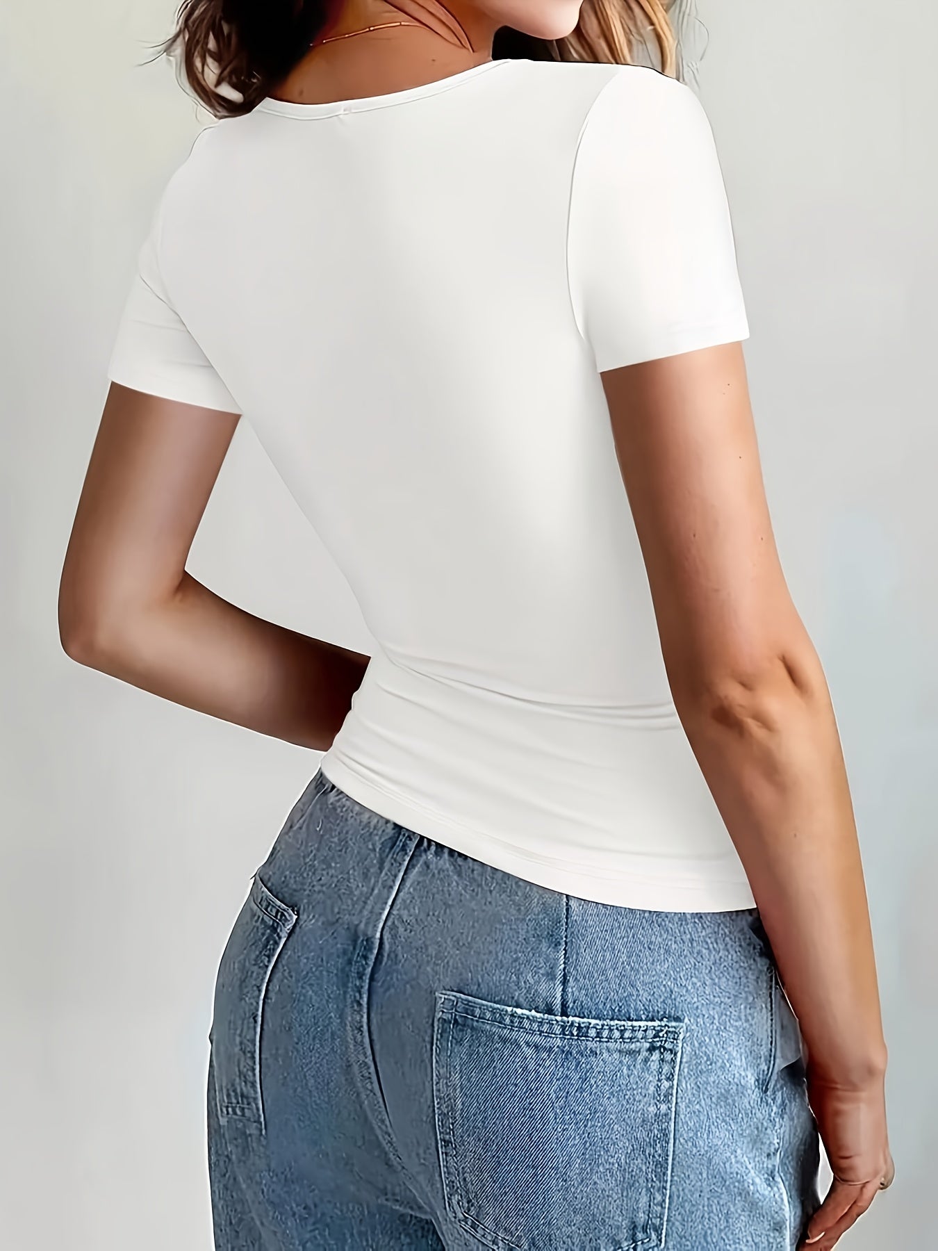 Damen Kurzarm Slim Fit Basic Shirt – Modisches Freizeit Top