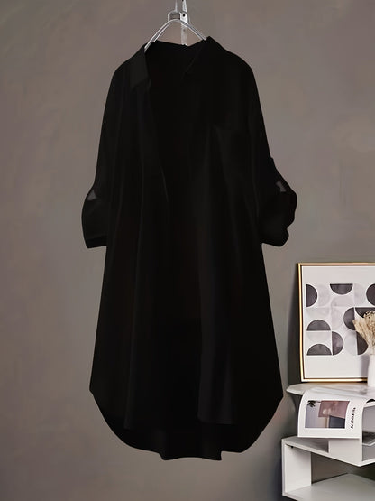 Damen Oversize Hemdblusenkleid im Casual-Look – Lässiges Shirtkleid für Alltag und Freizeit