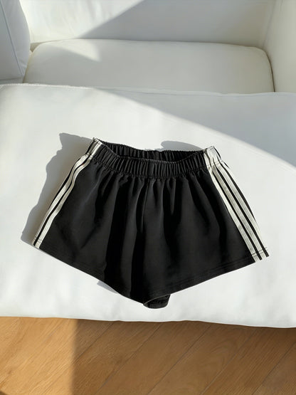 Damen Sport Shorts mit Streifen – Bequeme Trainingshose für Fitness & Freizeit