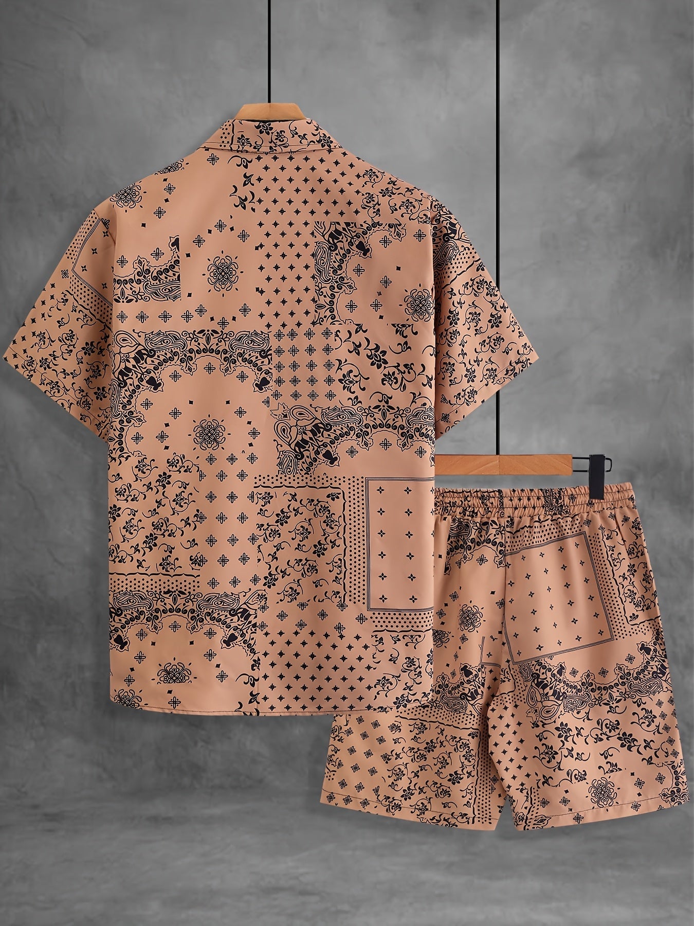 Herren Freizeit Set Kurzarm Hemd und Shorts mit Paisley Muster – Sommer Outfit für Alltag und Urlaub