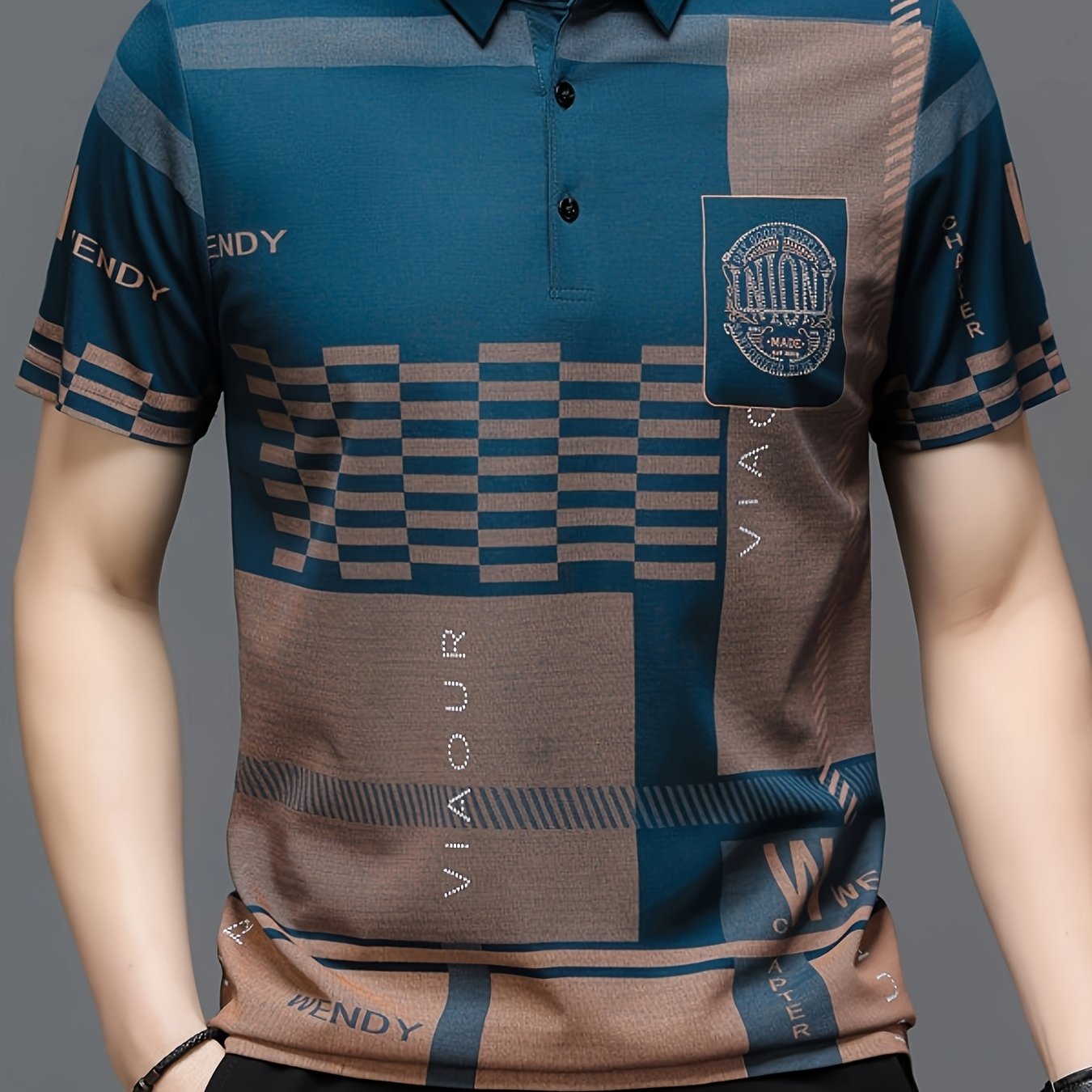 Herren Poloshirt mit modernem Grafikmuster und klassischem Kragen – Stilvolles Kurzarmshirt für Alltag und Freizeit