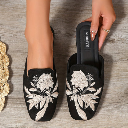 Damen Bestickte Slip-On Schuhe Elegant Bequem für Alltag und Freizeit