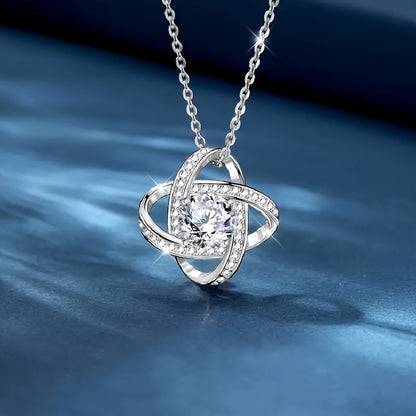 Damen Schmuck Halskette – Muttertagsgeschenk mit liebevoller Botschaft für Mama, Eleganter Anhänger im Knoten-Design