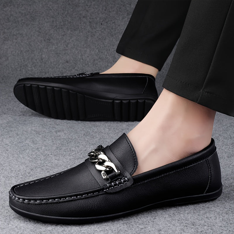 Herren Slip-On Loafer mit Ketten-Detail – Eleganter Business & Freizeit Schuh