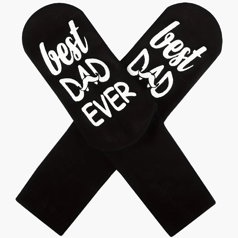 Herren Vatertags-Socken – Lustige Crew Socken mit „Best Dad Ever“ Spruch – Geschenkidee für Väter zum Vatertag