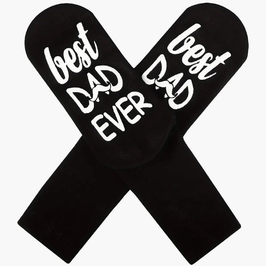 Herren Vatertags-Socken – Lustige Crew Socken mit „Best Dad Ever“ Spruch – Geschenkidee für Väter zum Vatertag