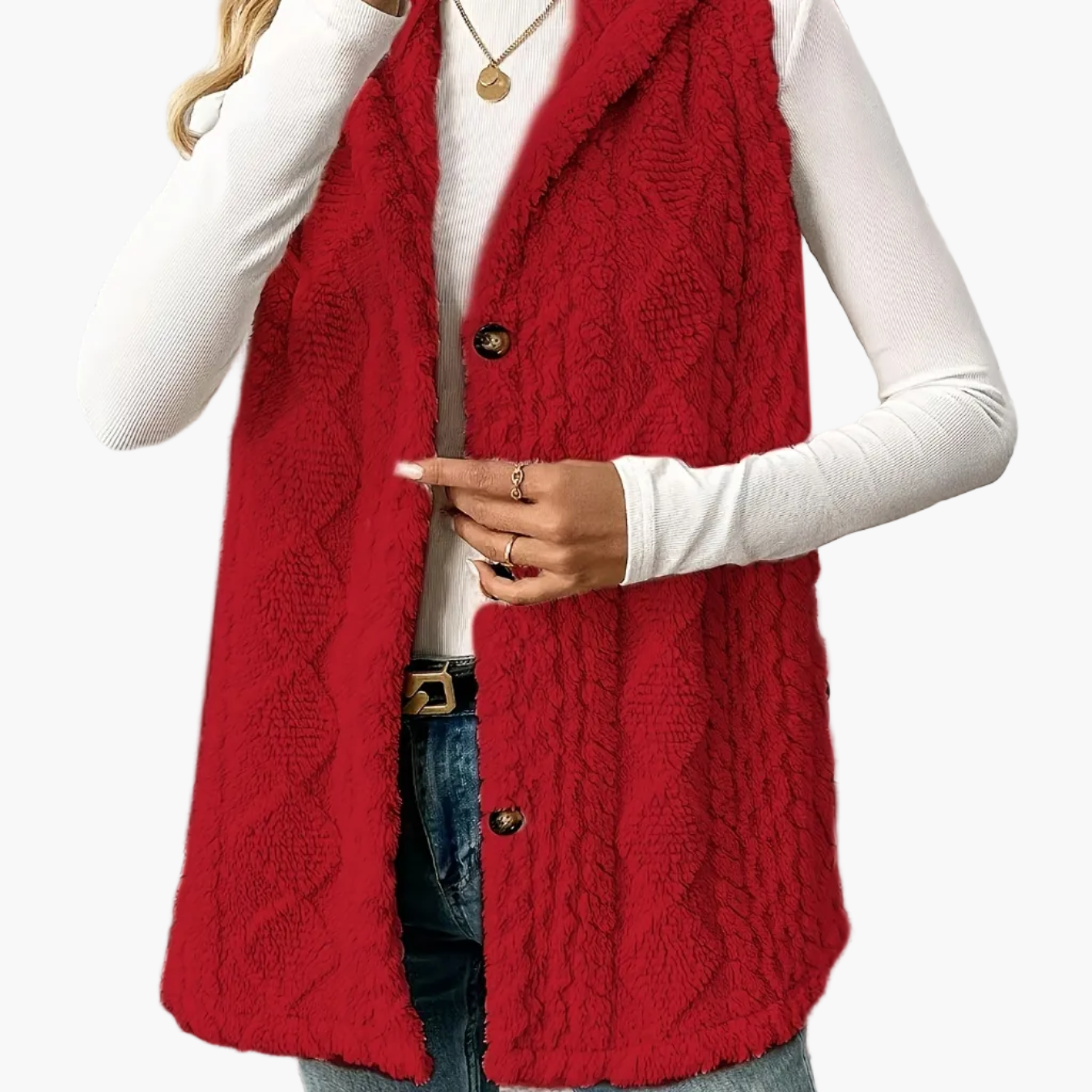 Damen Strickweste mit Kapuze und Knöpfen – Eleganter Freizeit-Look für jeden Anlass