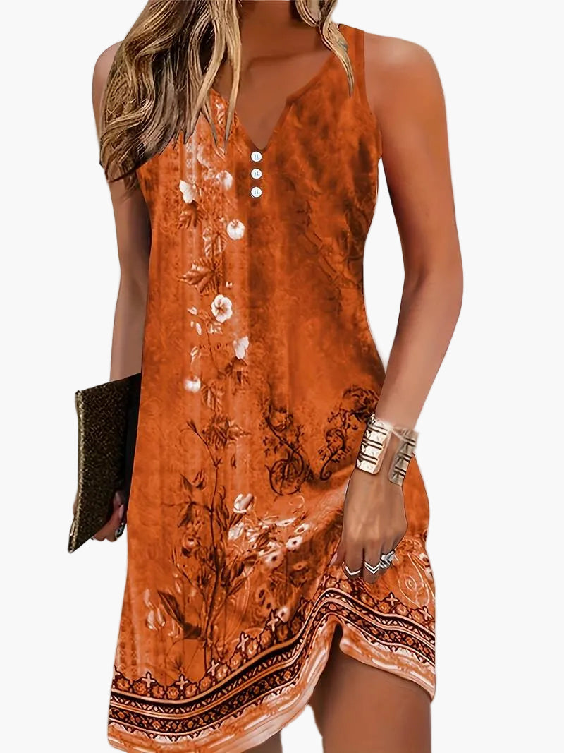 Damen Sommerkleid ärmellos mit abstraktem Kunstdruck – Freizeit & Eleganz
