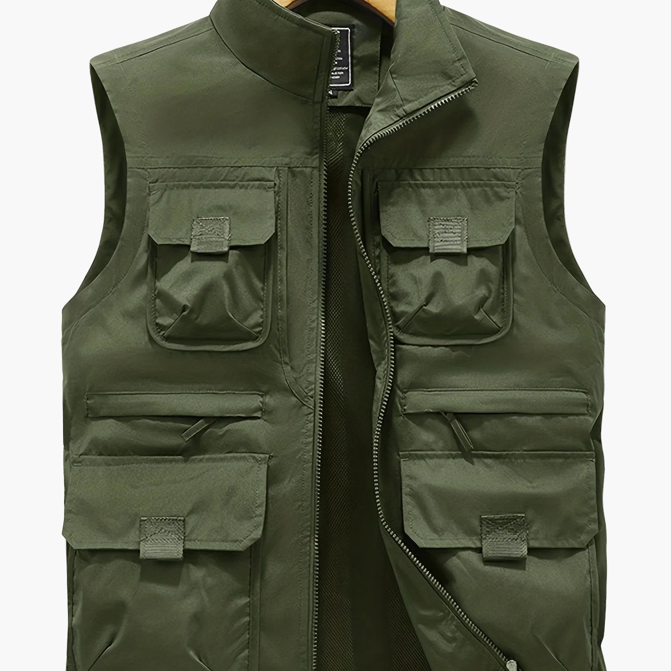 Herren Outdoor Utility Weste mit Stehkragen – Multifunktionsweste für Angeln, Wandern, Freizeit