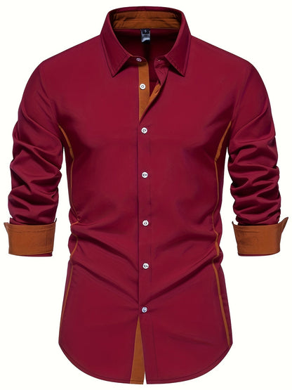 Herren Slim Fit Freizeithemd mit Kontrastdetails – Modernes Business & Casual Hemd, Langarm