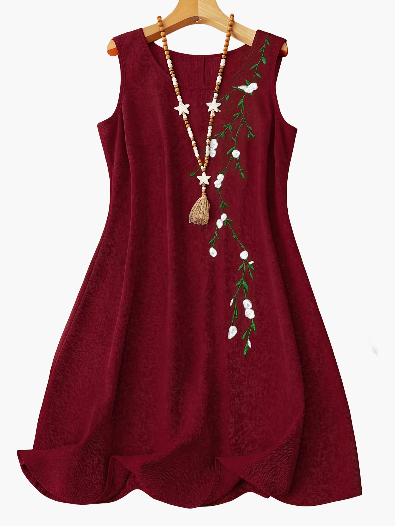 Damen Sommer A-Linienkleid mit floraler Stickerei und elegantem Design