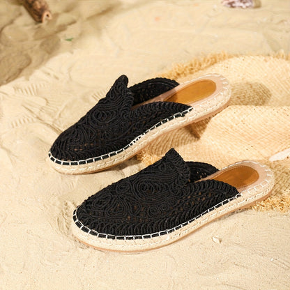 Damen Slipper Geflochten Boho Stil Freizeit Sandalen für Sommer