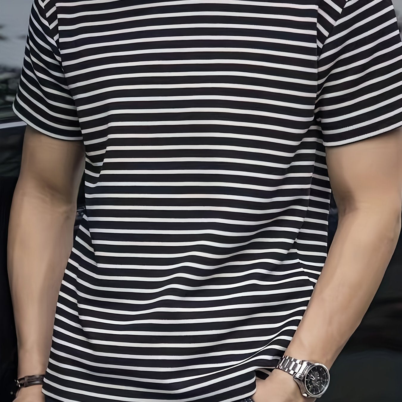 Herren T-Shirt mit Streifenmuster – Kurzarm, Zeitloser Stil, Vielseitig für Alltag und Freizeit