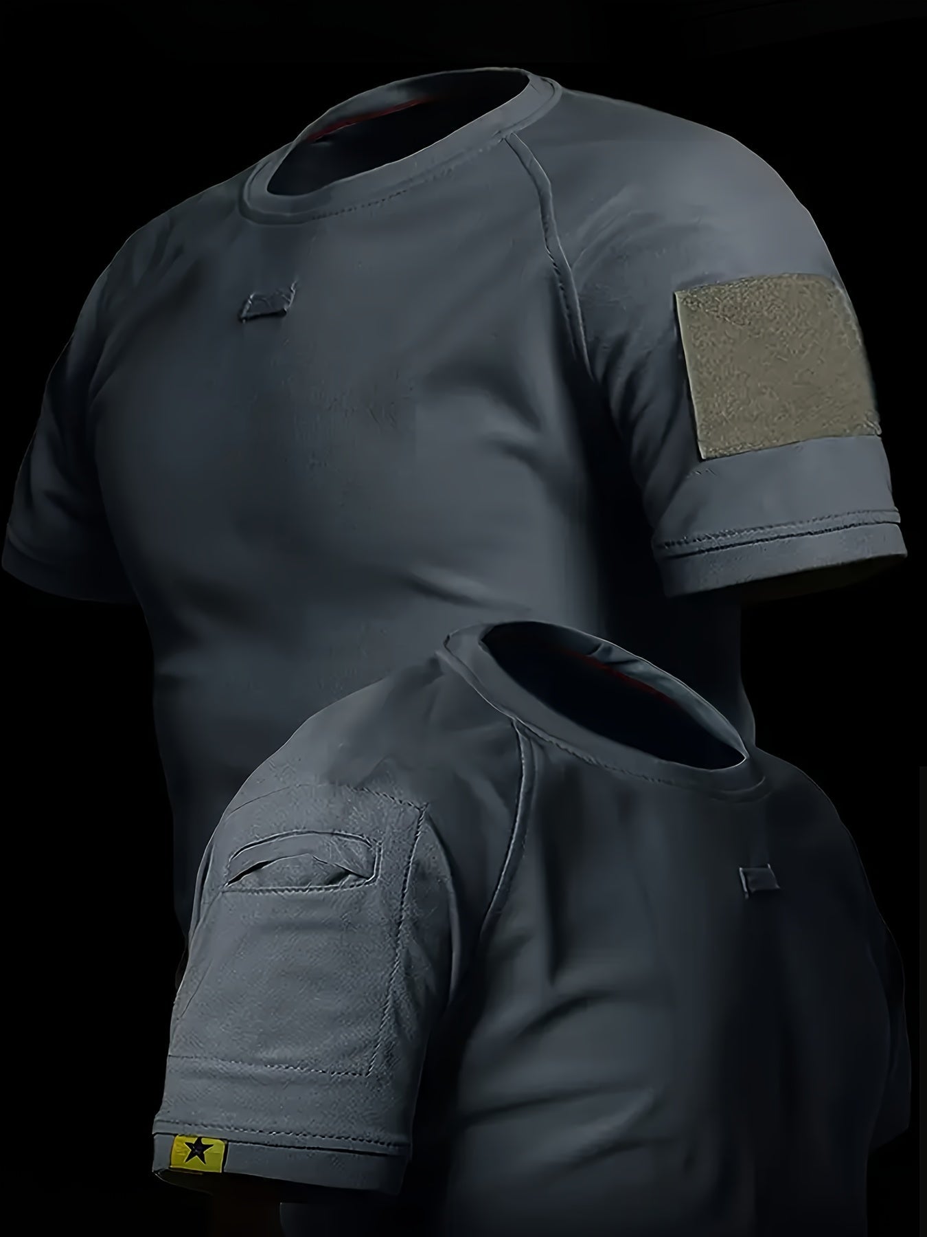 Herren Taktisches Kurzarmshirt mit Schultertaschen und Patch-Flächen – Outdoor & Einsatz