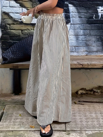 Damen Weite Streifenhose Elegant Lässig für Freizeit und Sommer