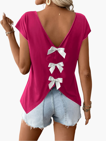 Damen Top mit tiefem Rückenausschnitt und Schleifen, eleganter Sommer-Look