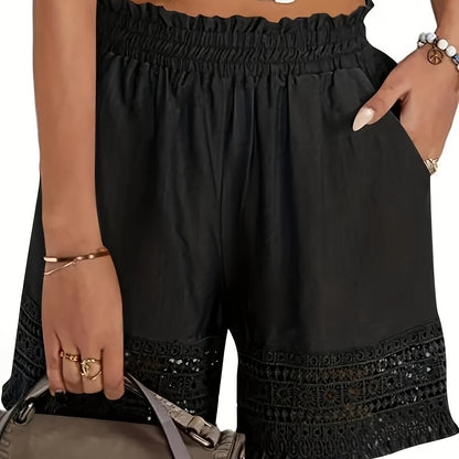 Damen Sommer-Shorts mit Häkelspitze, lockerer Schnitt, ideal für Urlaub und Freizeit