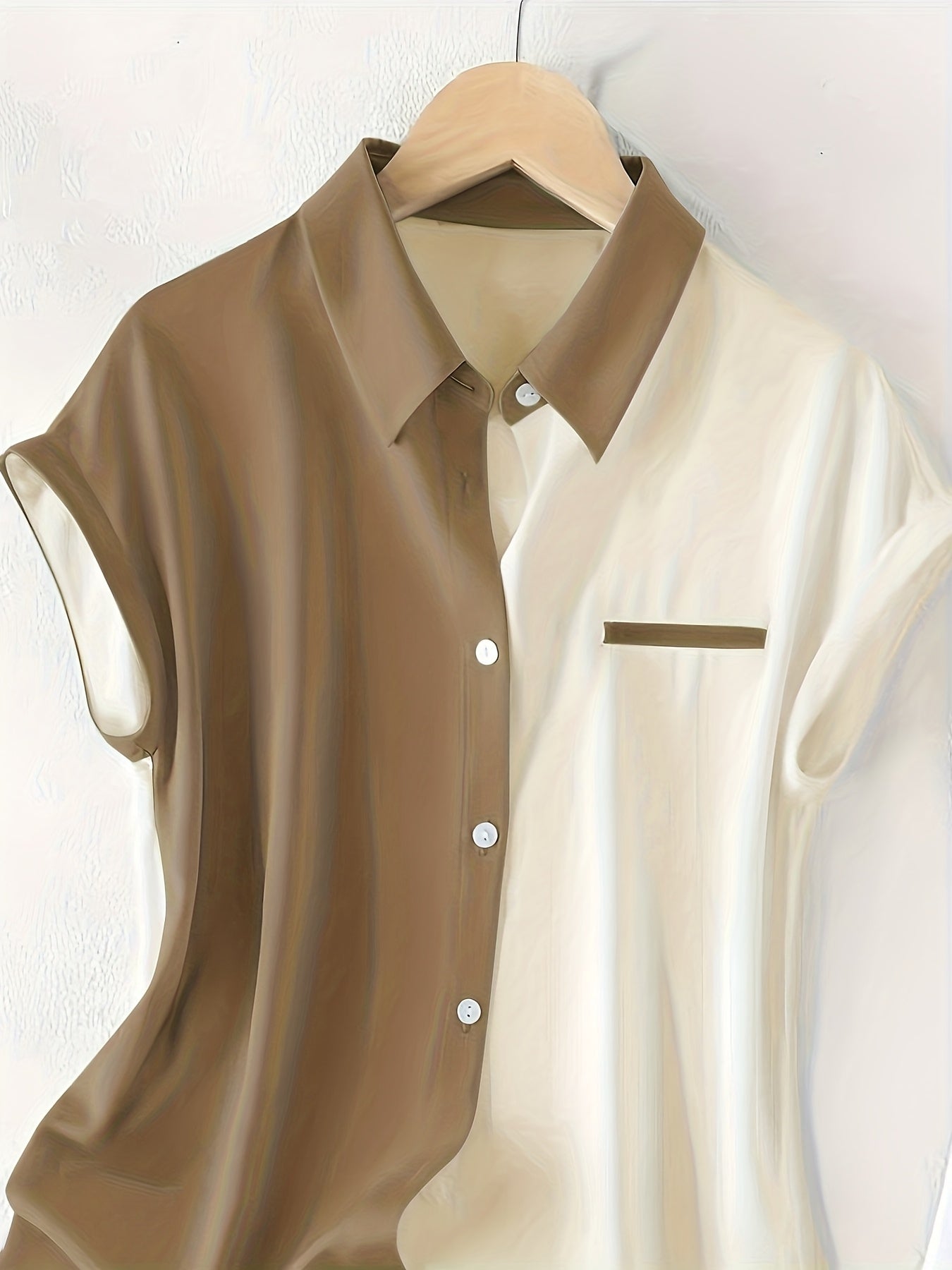 Damen Bluse im eleganten Colorblock Stil – Ärmellos, Sommer, Büro & Freizeit