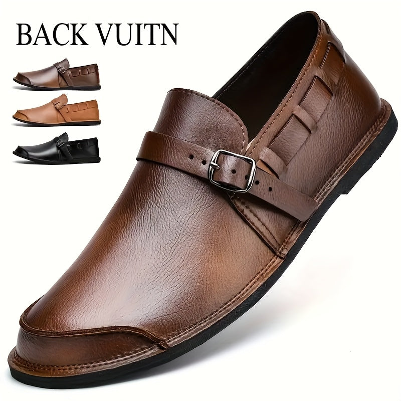 Herren Slip-On Business-Lederloafers mit Schnalle – Elegante Freizeitschuhe für Büro & Alltag