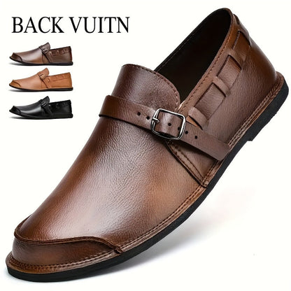 Herren Slip-On Business-Lederloafers mit Schnalle – Elegante Freizeitschuhe für Büro & Alltag