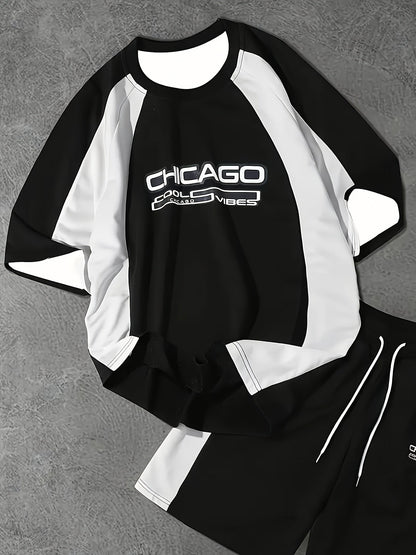 Herren Urban Streetwear Set mit Raglan-Shirt und Shorts – Sportlicher Freizeit-Look